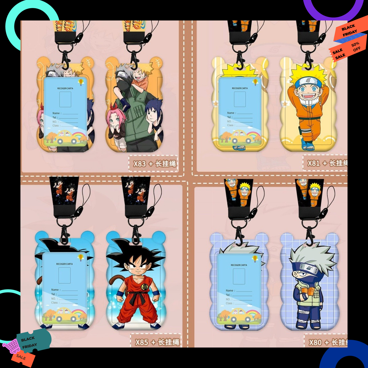 Lanyard Badge Holder - Naruto Cartoon Wave Shape Card Holder