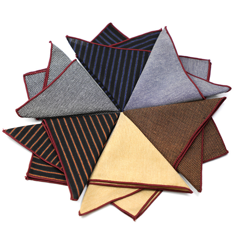 Solid Striped Brown Pocket Squ – Handkerchief Cotton Men Bewertung und Preis