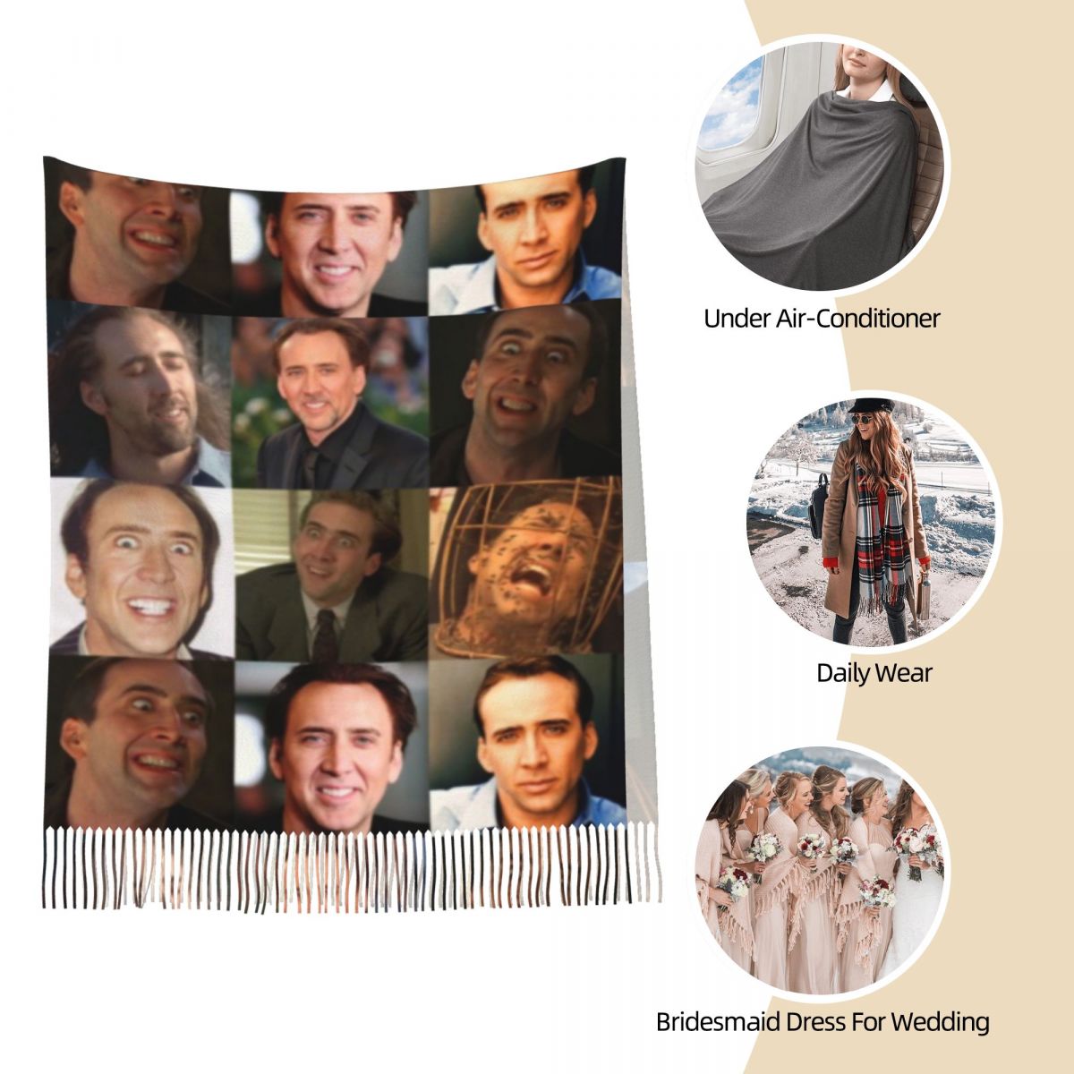 Nicolas Cage Funny Face Meme S – Pashmina Wrap Large Bewertung und Preis