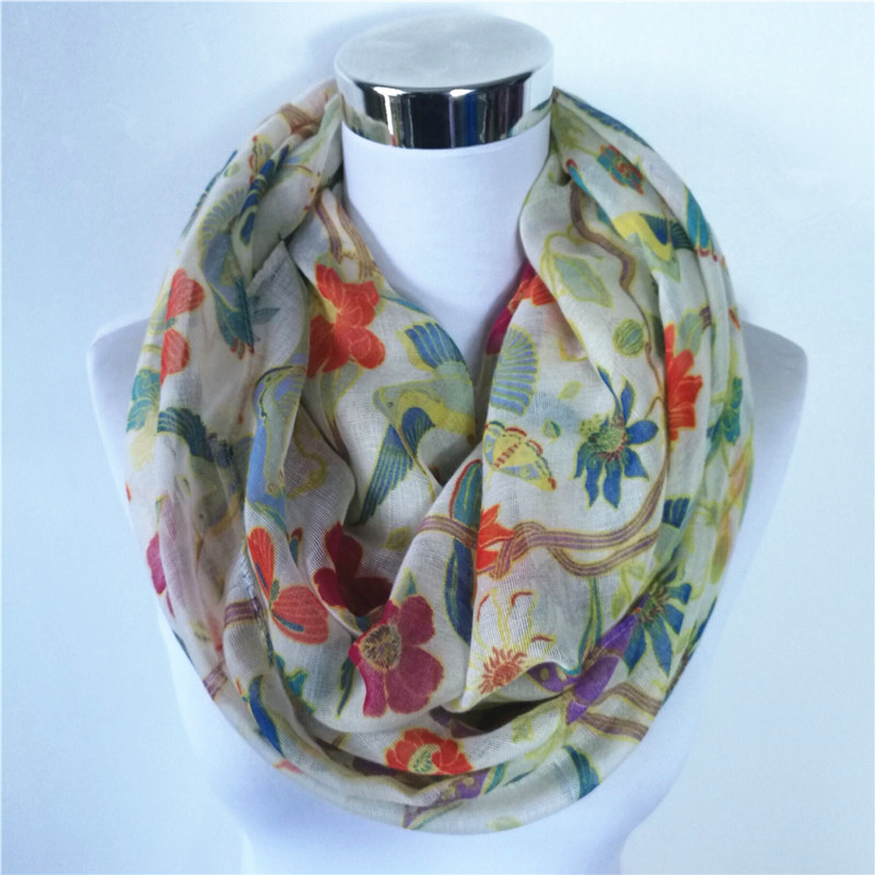 New Magpie Bird print Viscose  – Infinity Scarf Knit Bewertung und Preis