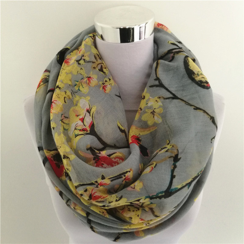 New Magpie Bird print Viscose  – Infinity Scarf Knit Bewertung und Preis