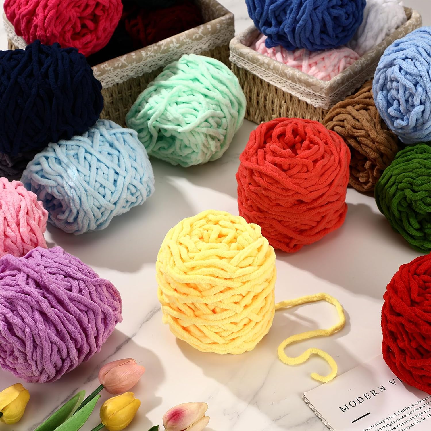 3PCS 300g Chenille Knitting Ya – Woven Scarf Blanket Bewertung und Preis