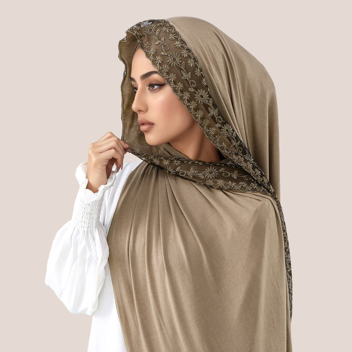 Lace Embroidery Cotton Jersey  – Head Wrap Turban Bewertung und Preis