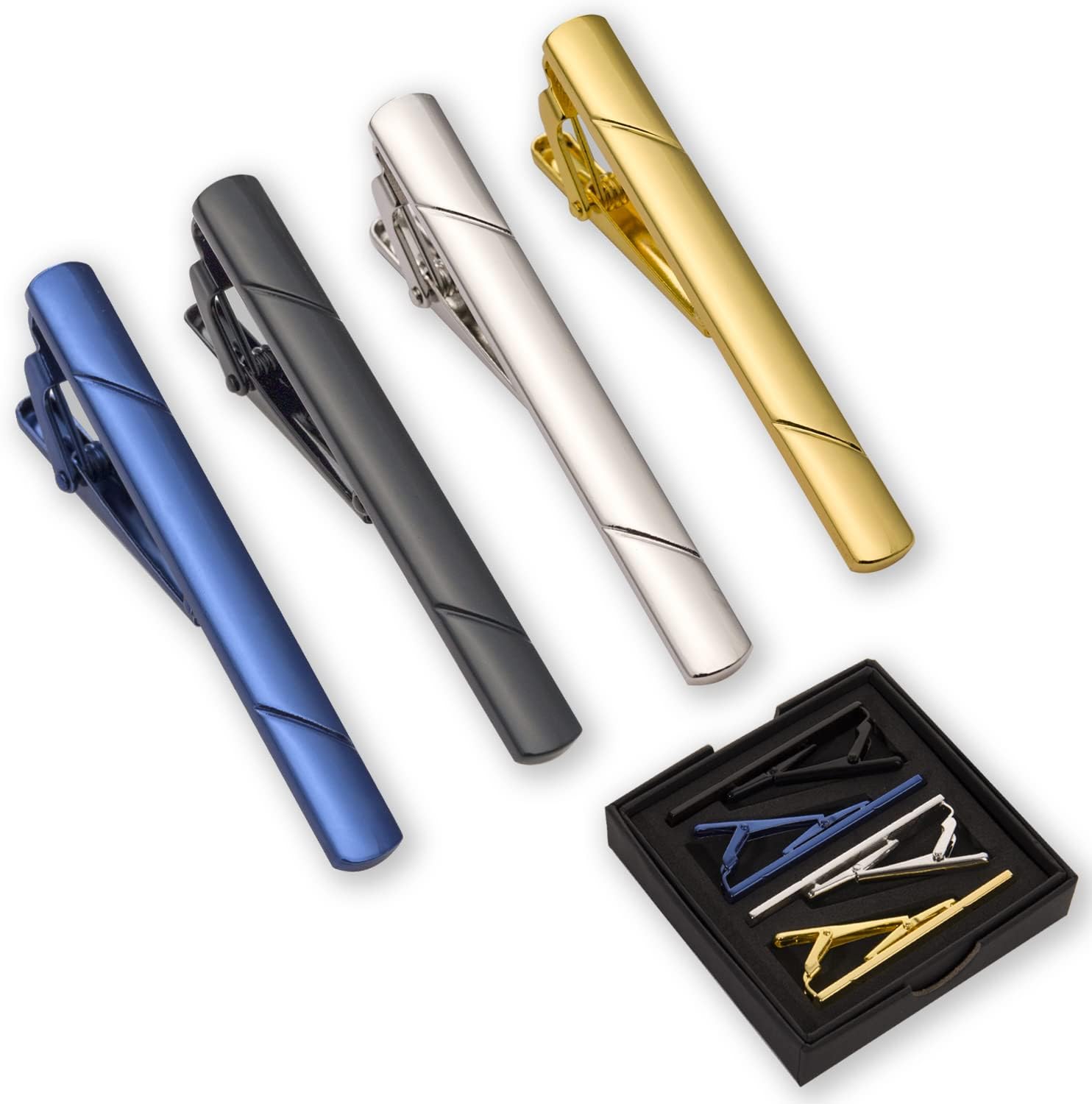 4Pcs Tie Clips for Men with Gi – Tie Clip Silver Bewertung und Preis