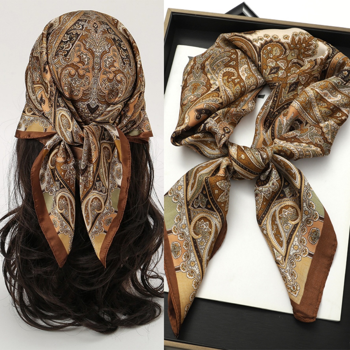 Bohemian Style Print Luxury Br – Silk Neck Scarf Bewertung und Preis