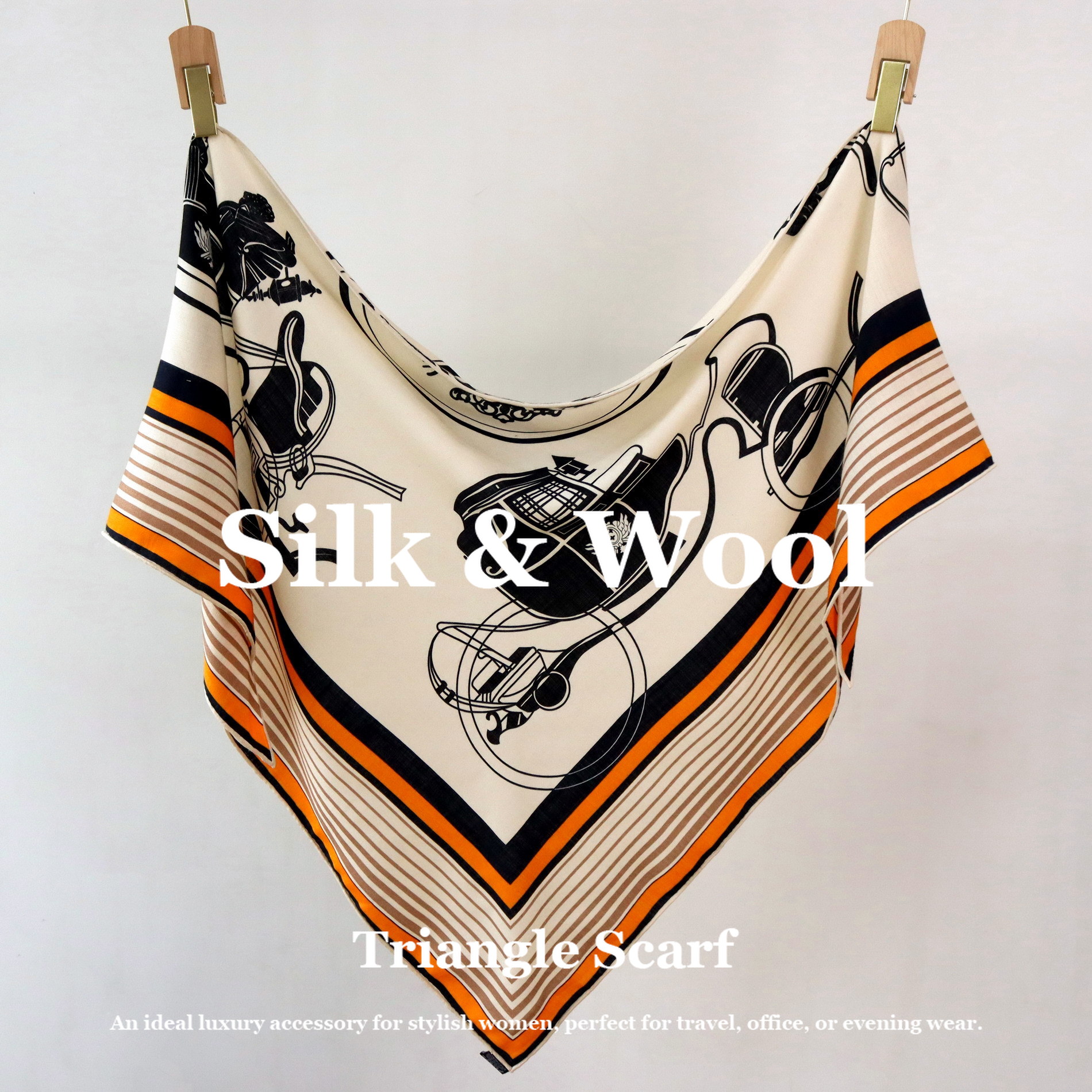Vintage Equestrian Print Silk  – Pashmina Wrap Large Bewertung und Preis
