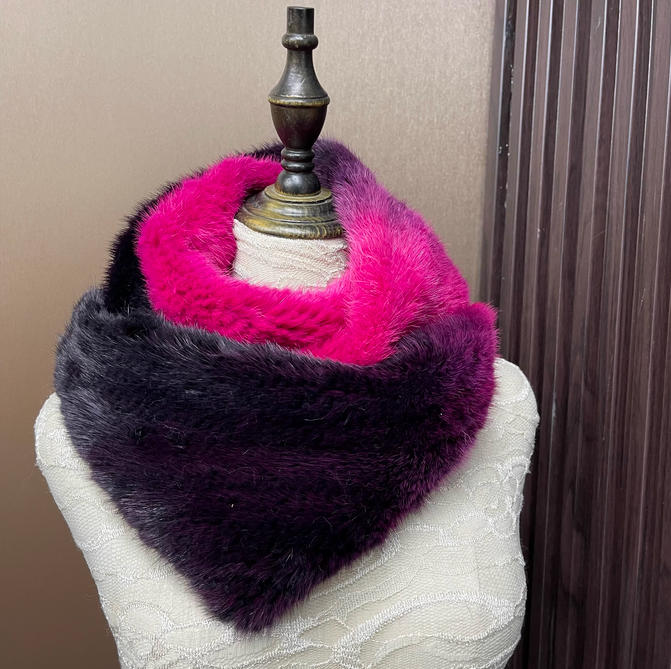 Ombre Color Genuine Mink Fur S – Infinity Scarf Knit Bewertung und Preis