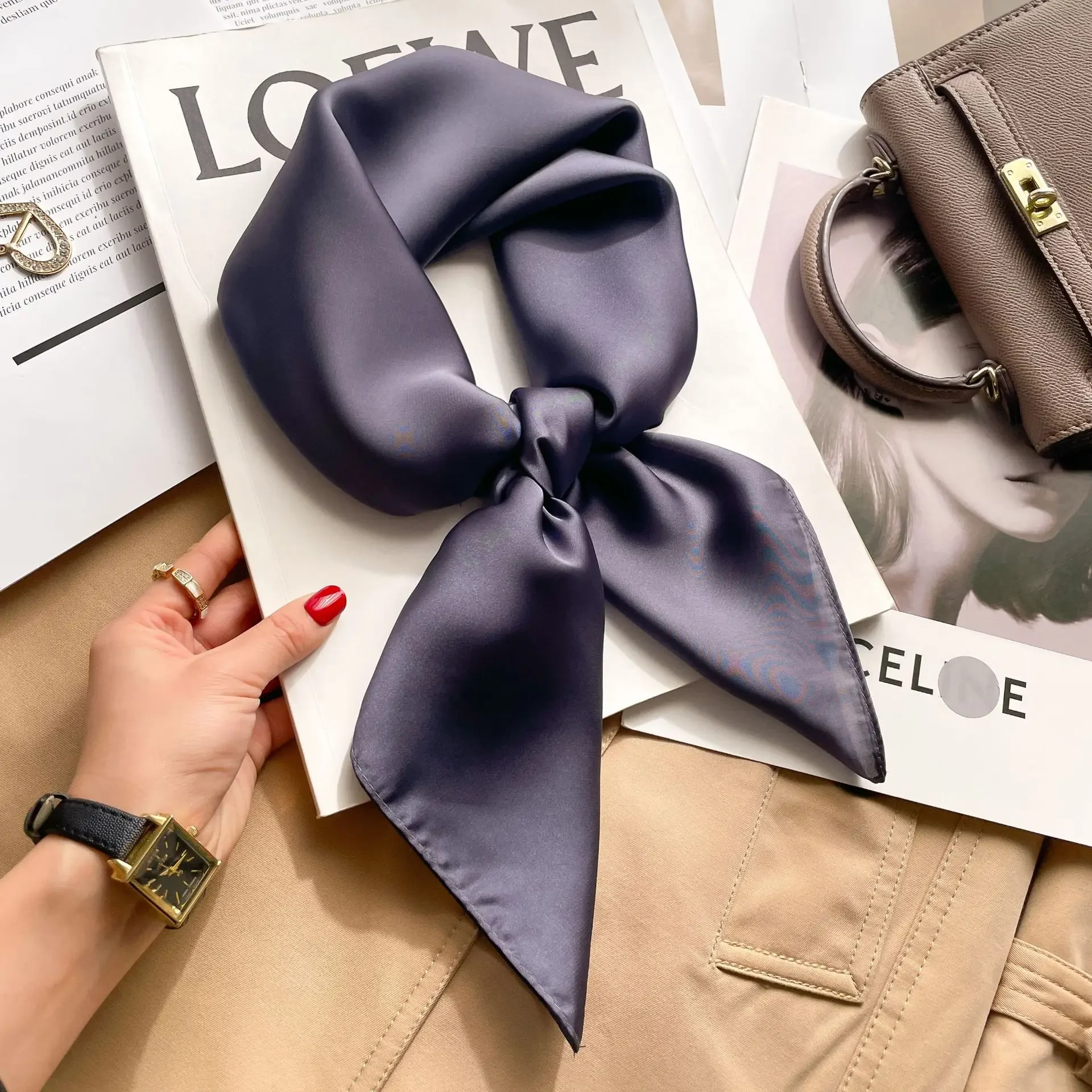 70cm Solid Colors Neckerchief  – Silk Neck Scarf Bewertung und Preis