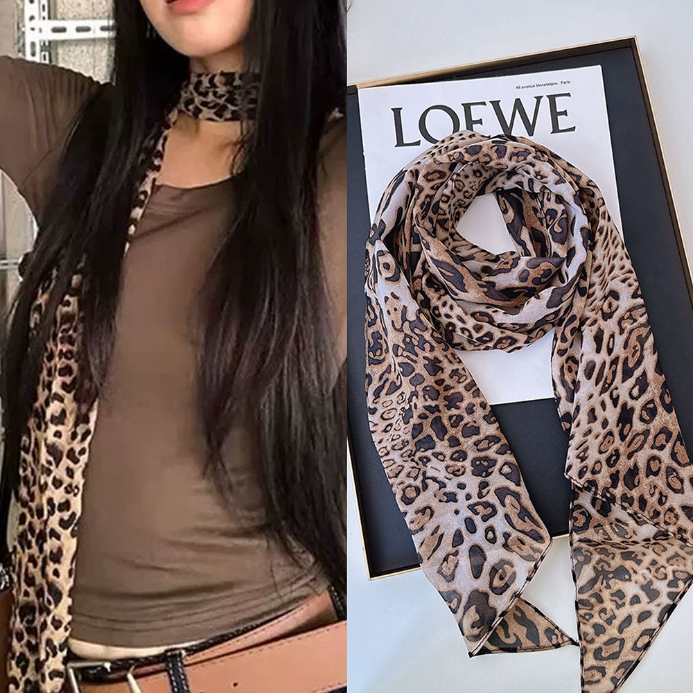 Leopard Small Long Silk Scarf  – Silk Tie Striped Bewertung und Preis