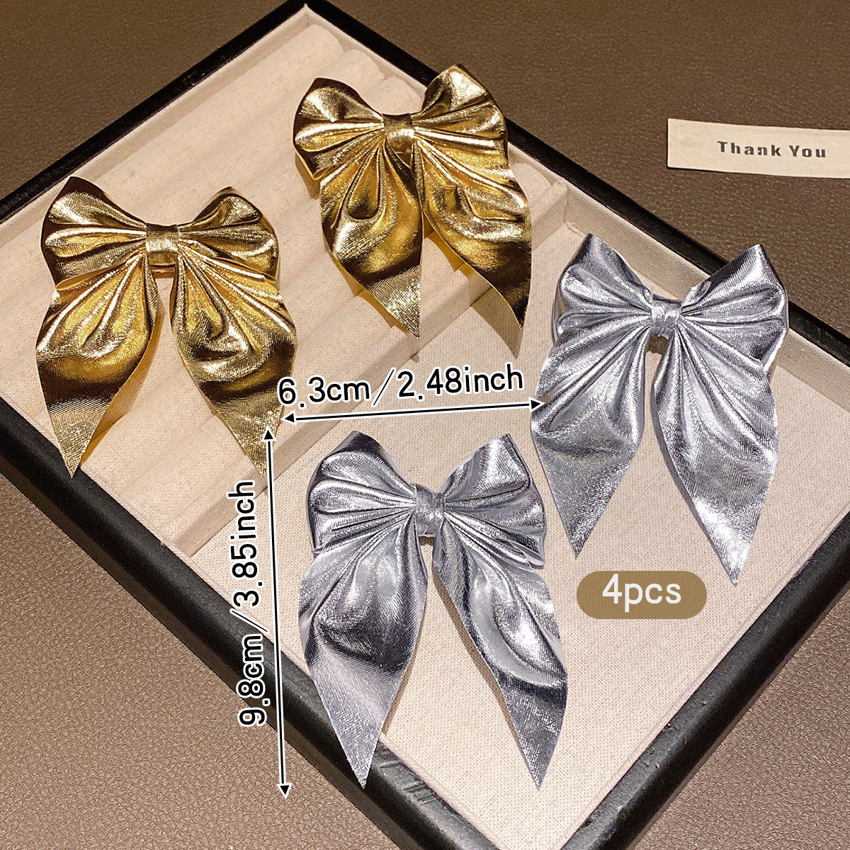 4 fashionable bow hair clips i – Tie Clip Silver Bewertung und Preis