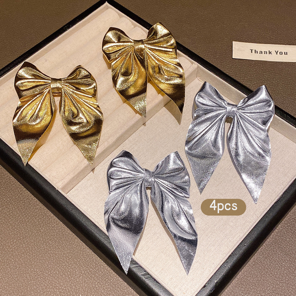 4 fashionable bow hair clips i – Tie Clip Silver Bewertung und Preis