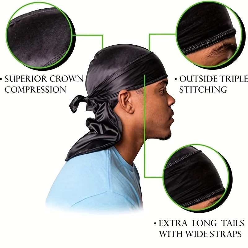 Men's Silk Durag Bonnet Bandan – Bandana Doo Rag Bewertung und Preis