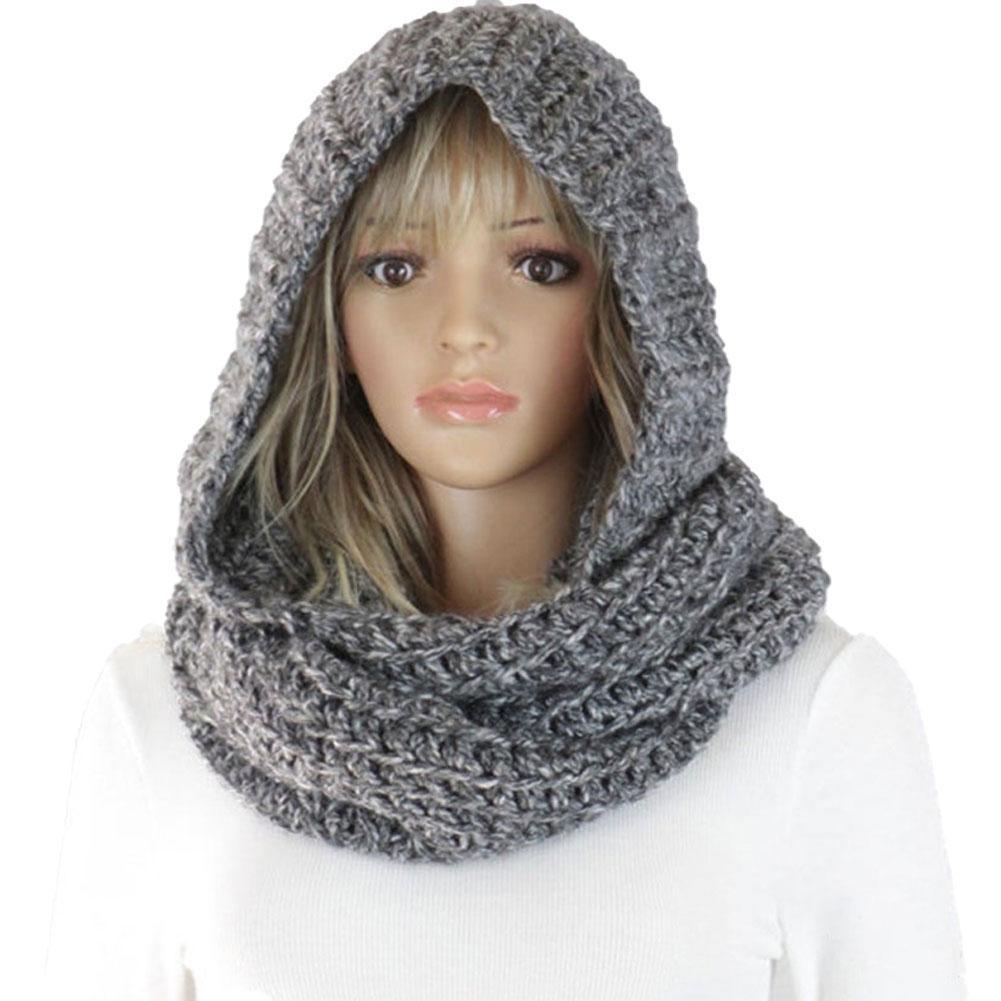 Knitted Hooded Scarf Winter Wo – Infinity Scarf Knit Bewertung und Preis
