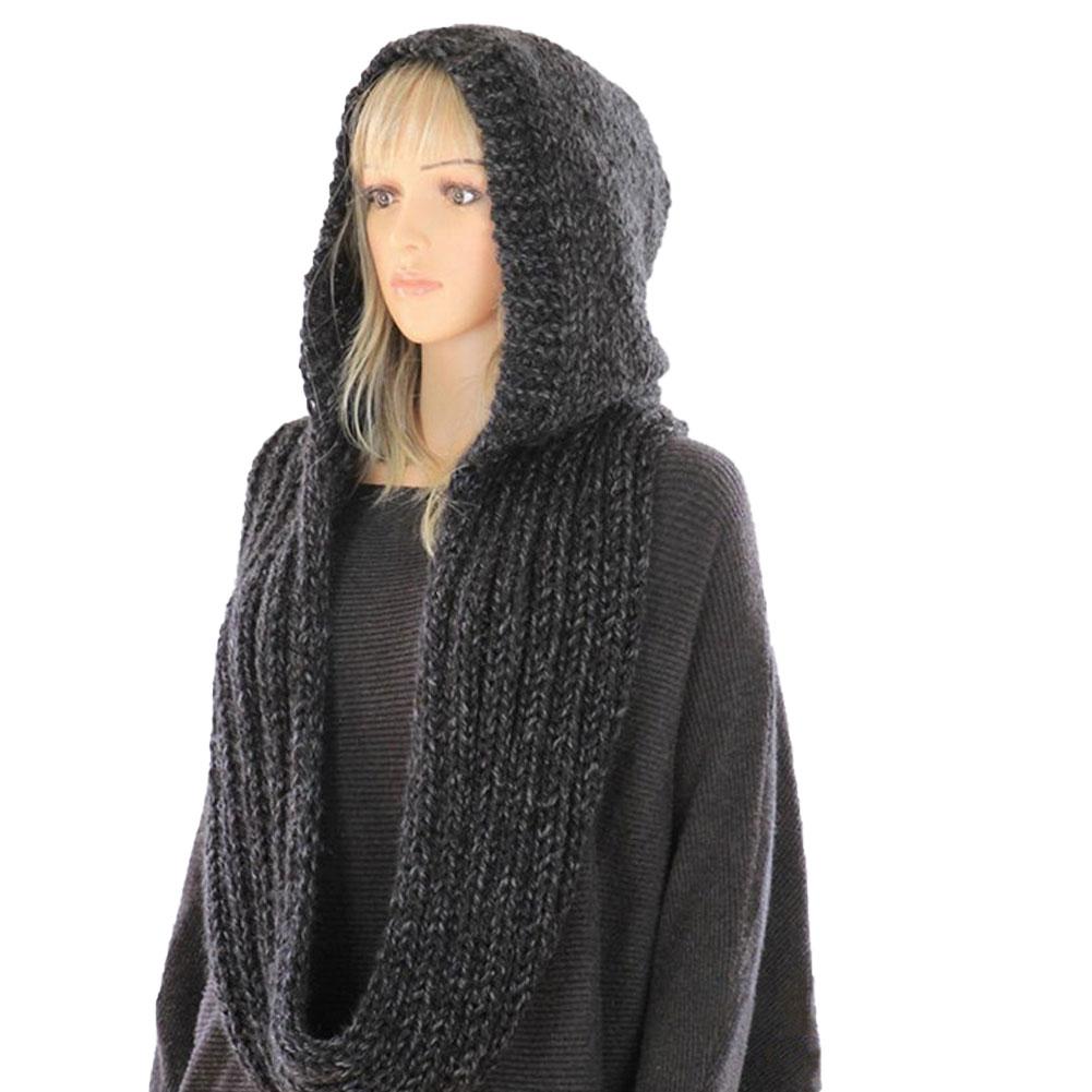 Knitted Hooded Scarf Winter Wo – Infinity Scarf Knit Bewertung und Preis