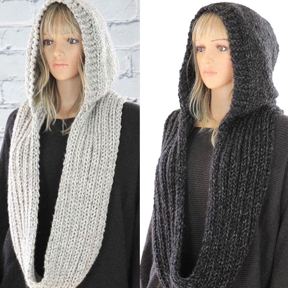 Knitted Hooded Scarf Winter Wo – Infinity Scarf Knit Bewertung und Preis