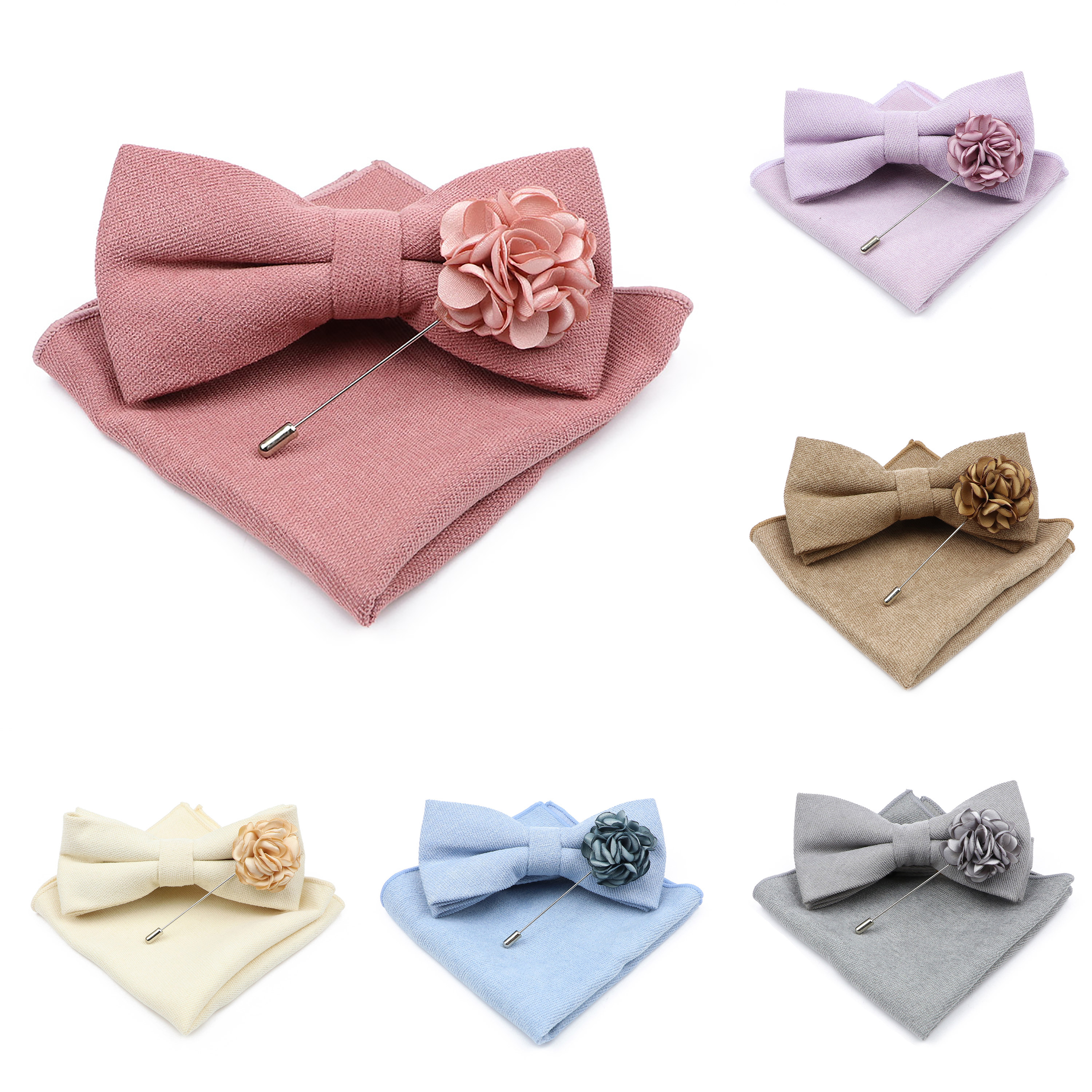 Mens Solid Color Cotton Bowtie – Handkerchief Cotton Men Bewertung und Preis