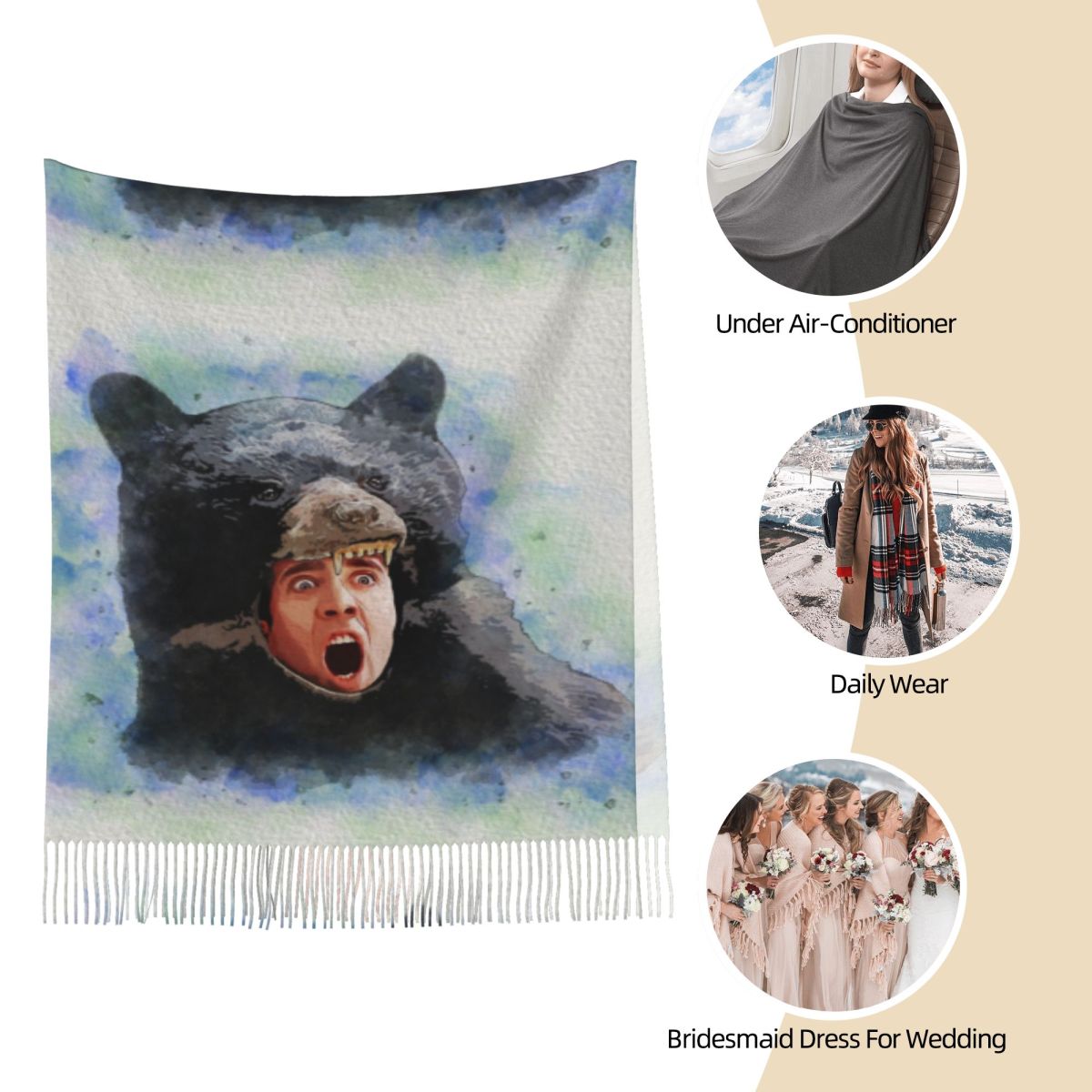 Cage Bear Watercolor Scarf for – Pashmina Wrap Large Bewertung und Preis