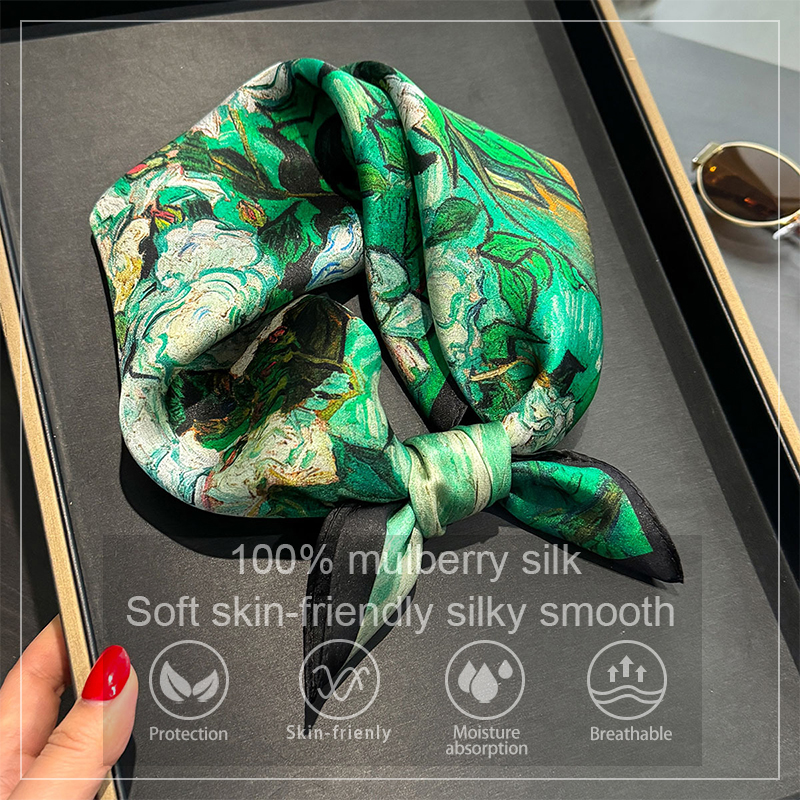 100% Silk Scarf Bandana Women  – Scarf Silk Square Bewertung und Preis