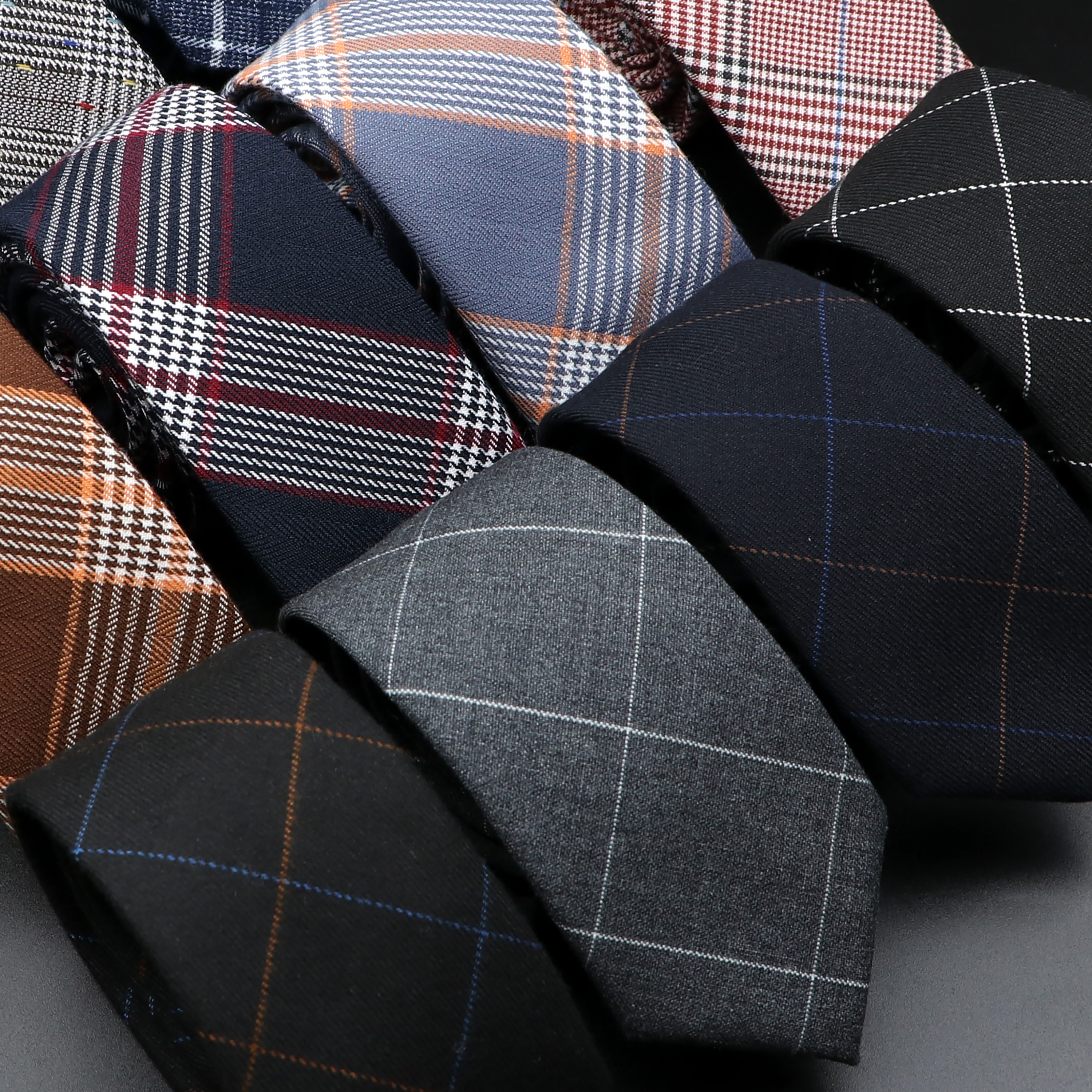 Classic Black Grey Plaid Cotto – Skinny Tie Men Bewertung und Preis
