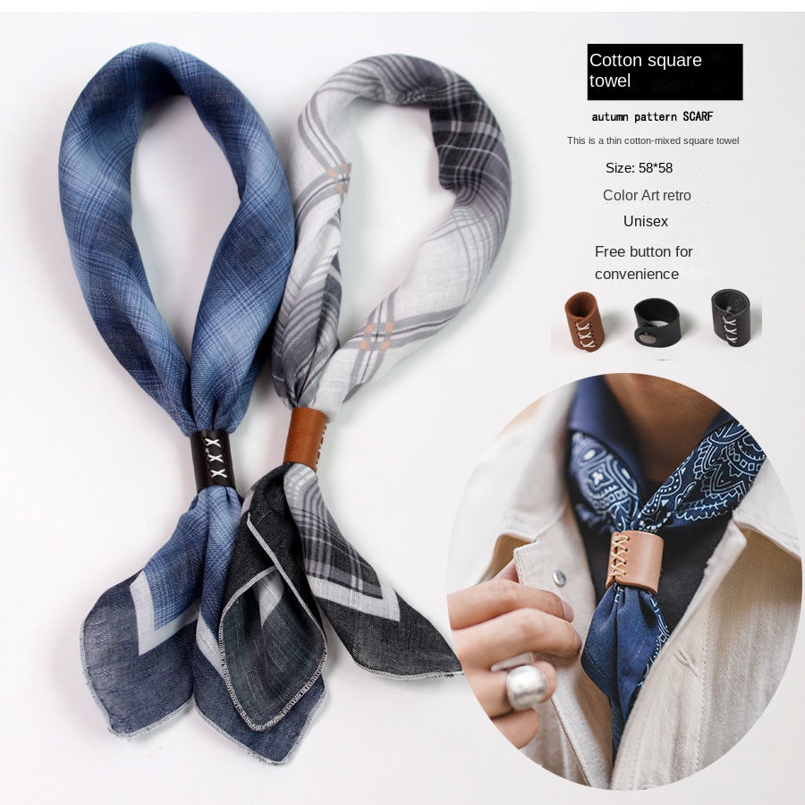 Men's Square Scarf with Button – Bandana Cotton Bewertung und Preis
