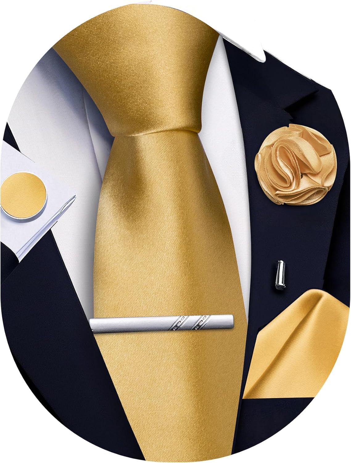 5Pcs Men's Silk Satin Tie Set  – Pocket Square Set Bewertung und Preis