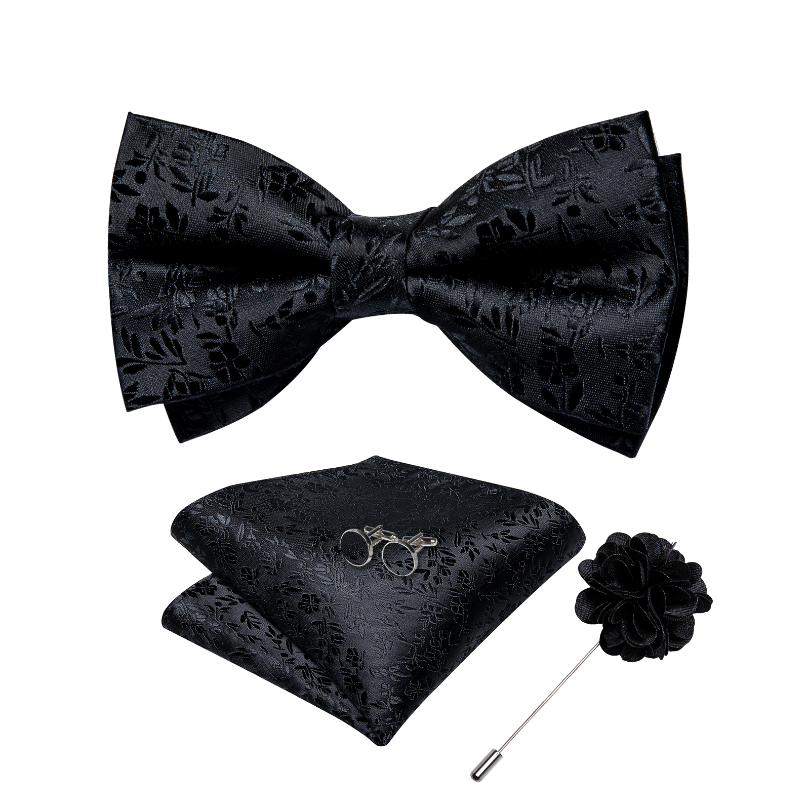 4Pcs Black Solid Floral Men's  – Bow Tie Pre Tied Bewertung und Preis