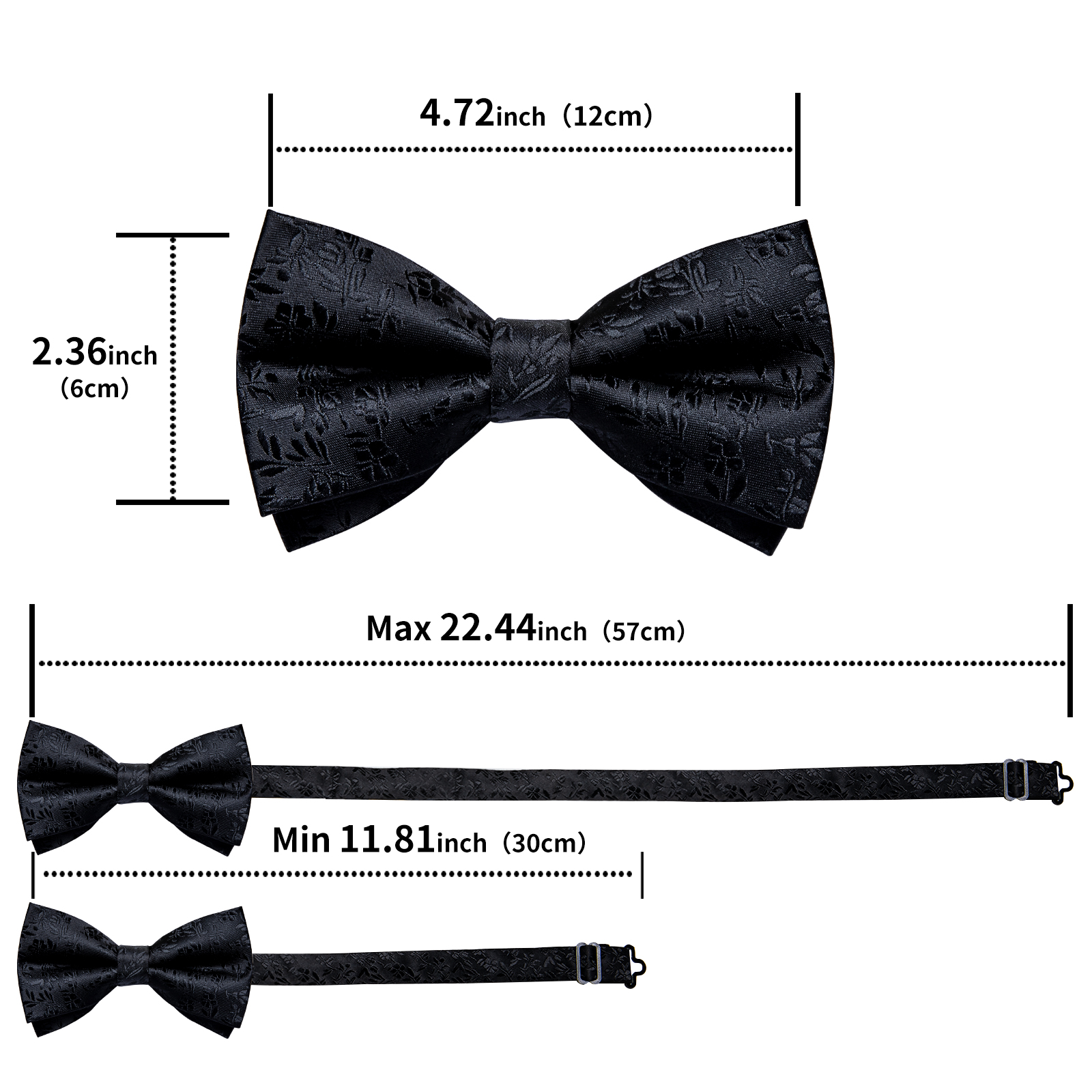 4Pcs Black Solid Floral Men's  – Bow Tie Pre Tied Bewertung und Preis