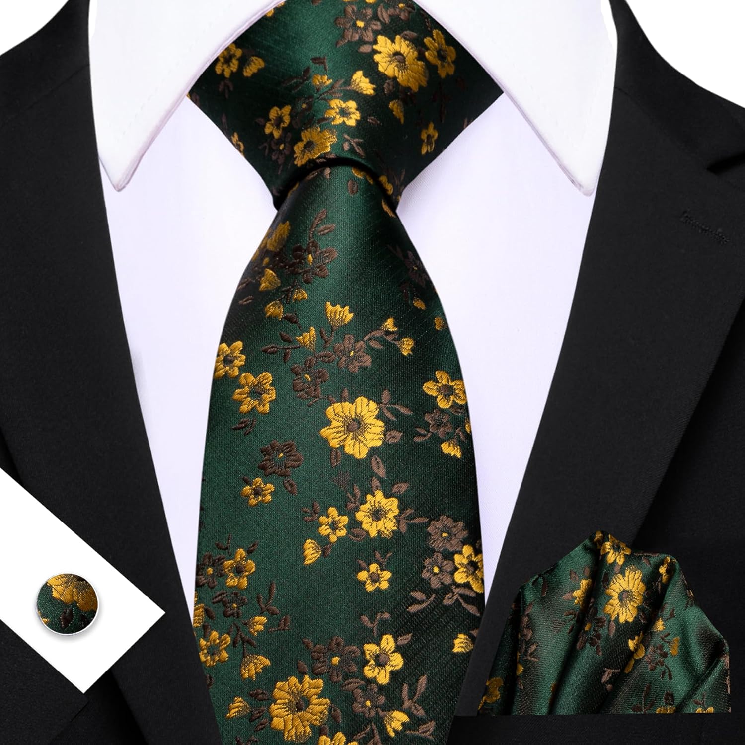 Men's Floral Paisley Silk Tie  – Pocket Square Set Bewertung und Preis